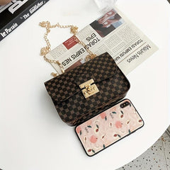Vintage Pattern Square Shoulder Bag Classic Chain Bag For Work