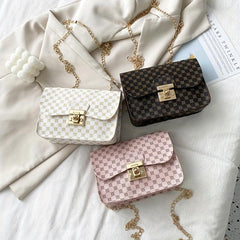 Vintage Pattern Square Shoulder Bag Classic Chain Bag For Work