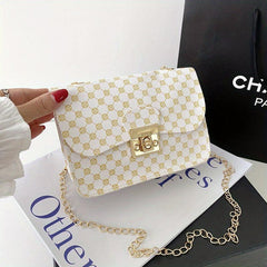 Vintage Pattern Square Shoulder Bag Classic Chain Bag For Work