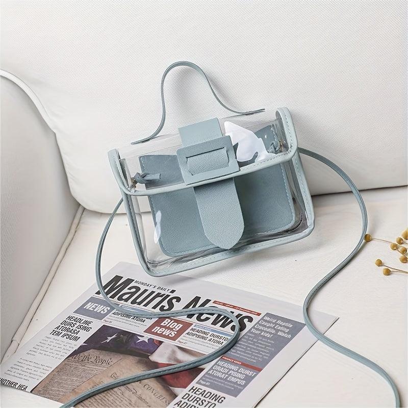 Clear Jelly Handbag Mini PVC Flap Purse For Women
