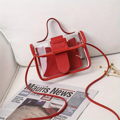 Clear Jelly Handbag Mini PVC Flap Purse For Women