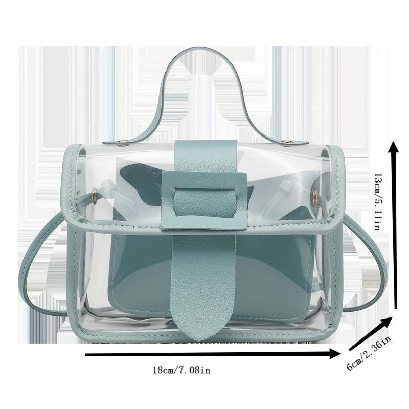 Clear Jelly Handbag Mini PVC Flap Purse For Women