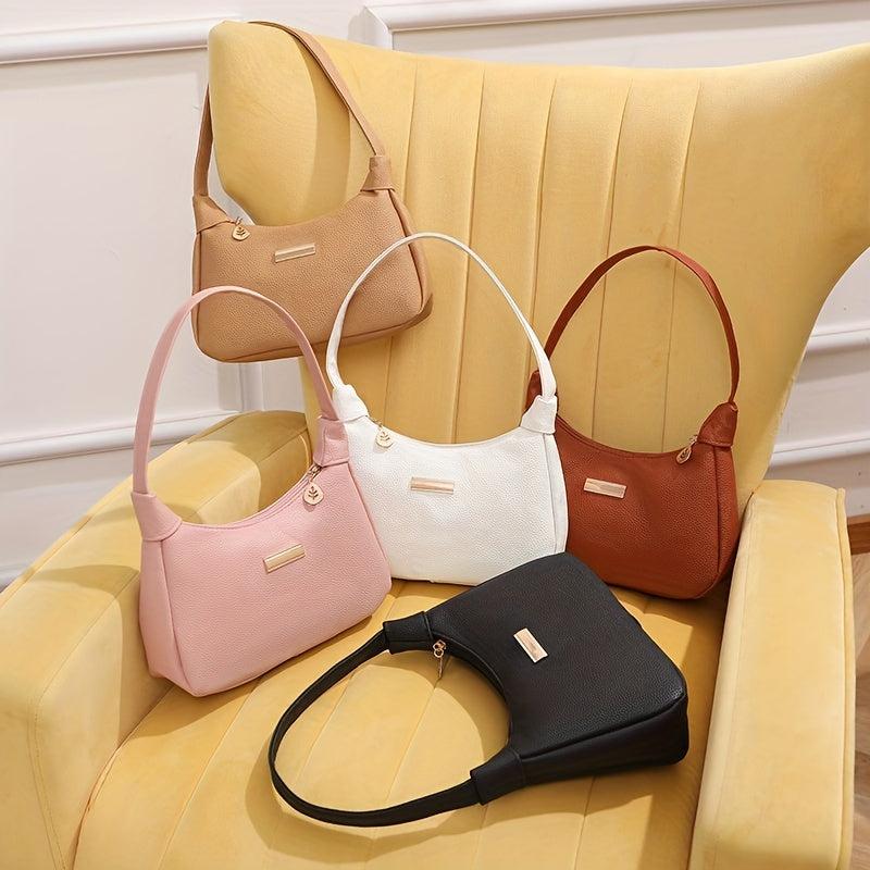 Minimalist Zipper Shoulder Bag for Women's Work