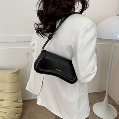 Versatile PU Leather Baguette Bag Women's Handbag