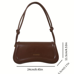 Versatile PU Leather Baguette Bag Women's Handbag