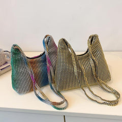 Rhinestone Shoulder Bag Large Capacity Purse Glitter Handbag