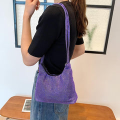 Rhinestone Shoulder Bag Large Capacity Purse Glitter Handbag