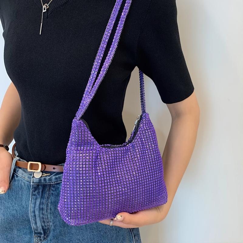 Rhinestone Shoulder Bag Large Capacity Purse Glitter Handbag