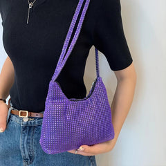 Rhinestone Shoulder Bag Large Capacity Purse Glitter Handbag