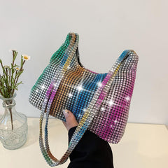 Rhinestone Shoulder Bag Large Capacity Purse Glitter Handbag