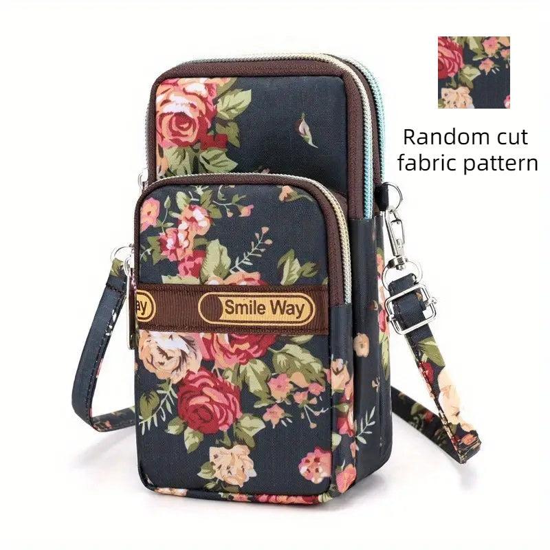 Floral Print Nylon Crossbody Bag for Women