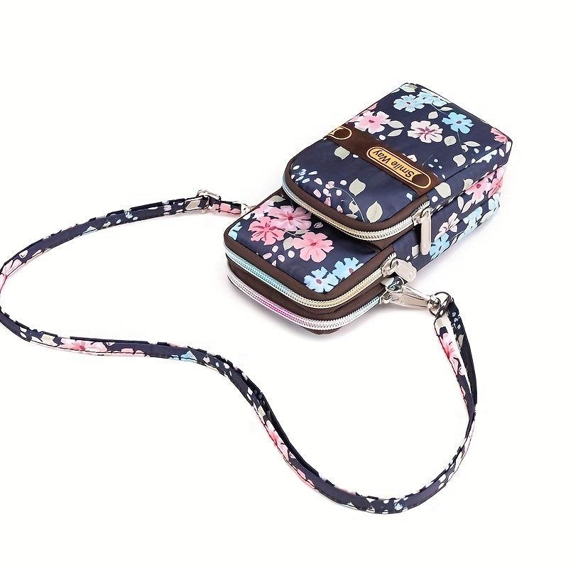 Floral Print Nylon Crossbody Bag for Women