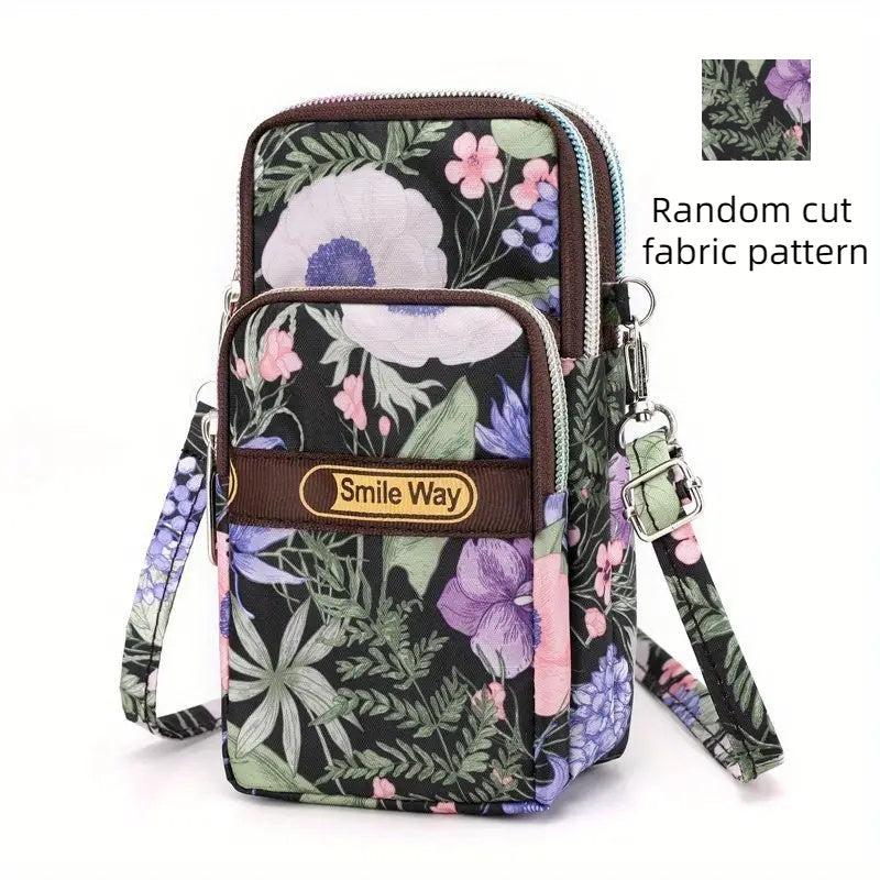 Floral Print Nylon Crossbody Bag for Women