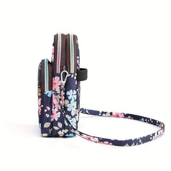 Floral Print Nylon Crossbody Bag for Women
