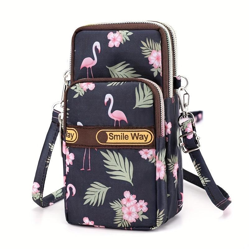 Floral Print Nylon Crossbody Bag for Women