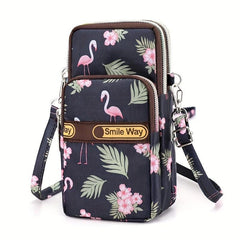 Floral Print Nylon Crossbody Bag for Women