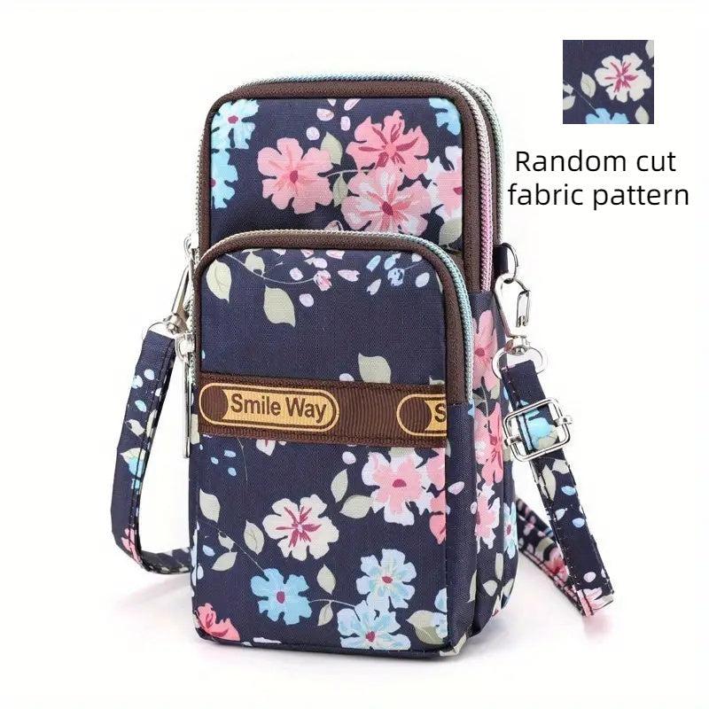 Floral Print Nylon Crossbody Bag for Women