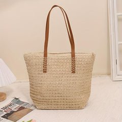 Bohemian Straw Tote Bag Lightweight All Math Storage For Travel
