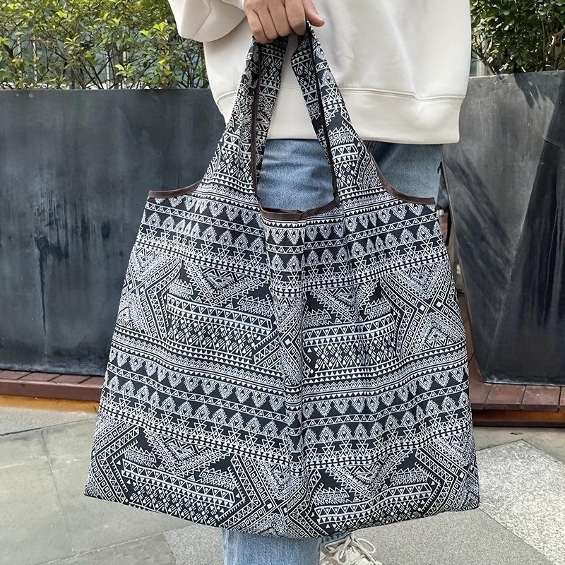 Large Capacity Foldable Tote Bag Lightweight Durable Shoulder Bag