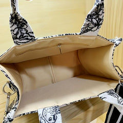 Flower Sketch Canvas Tote Bag Lightweight Shoulder Satchel Bag