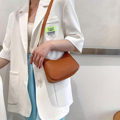 Zipper Solid Underarm Bag PU Leather Textured Bag Shoulder Bag