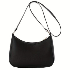 Zipper Solid Underarm Bag PU Leather Textured Bag Shoulder Bag