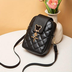 Argyle Quilted Mini Crossbody Bag with Metal Decor Coin Purse