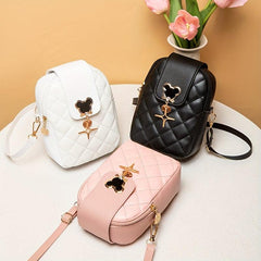 Argyle Quilted Mini Crossbody Bag with Metal Decor Coin Purse