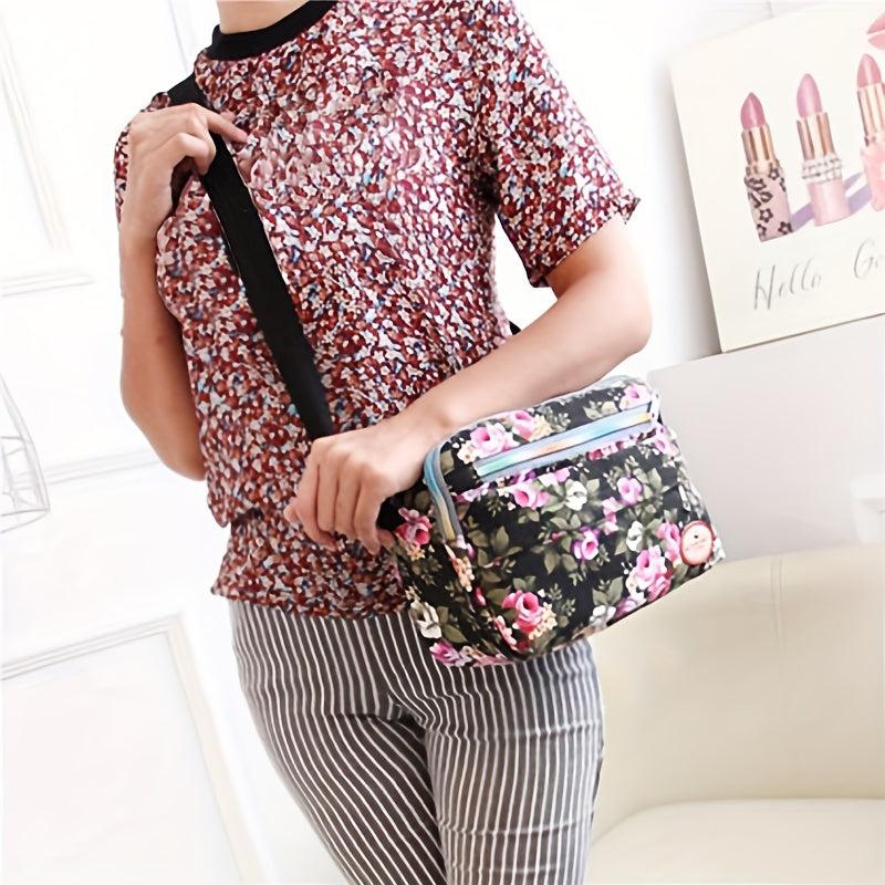 Floral Pattern Crossbody Bag Square Shoulder Purse for Women