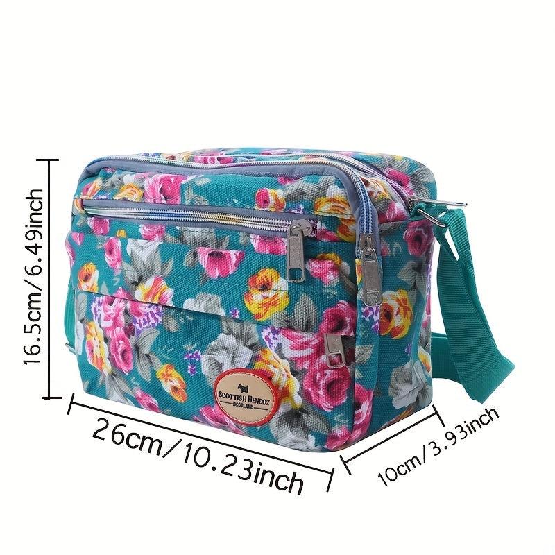 Floral Pattern Crossbody Bag Square Shoulder Purse for Women