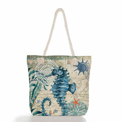 Animal Pattern Canvas Shoulder Bag Large Capacity Folding Handbag