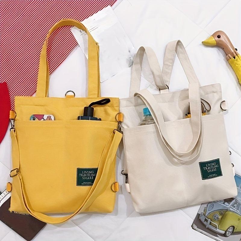 Kpop Style Canvas Tote Bag Pocket Crossbody Bag Casual Handbag