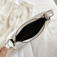 Stylish PU Leather Underarm Bag Zipper Shoulder Handbag