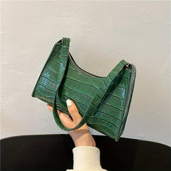 Stylish PU Leather Underarm Bag Zipper Shoulder Handbag