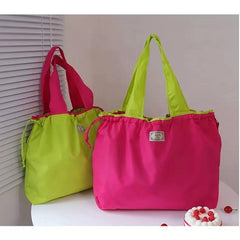 Foldable Reusable Grocery Bag Lightweight Drawstring Travel Shoulder Bag