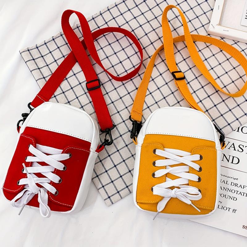Canvas Sneaker Mini Crossbody Bag Square Purse