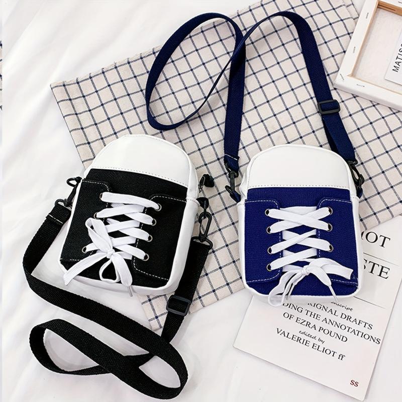Canvas Sneaker Mini Crossbody Bag Square Purse