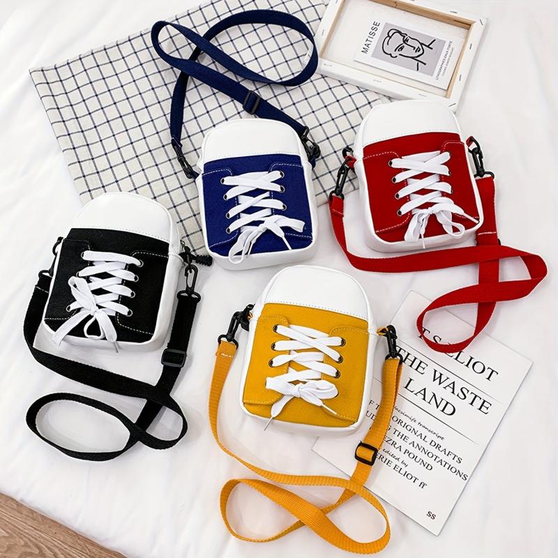 Canvas Sneaker Mini Crossbody Bag Square Purse