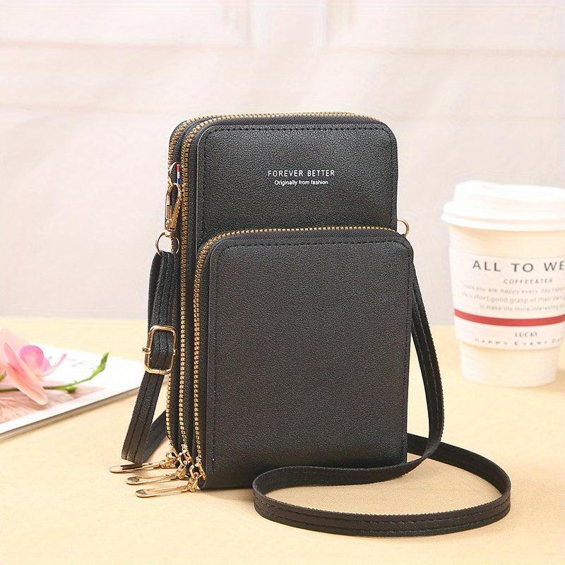 Faux Leather Touch Screen Phone Bag with Card Slot