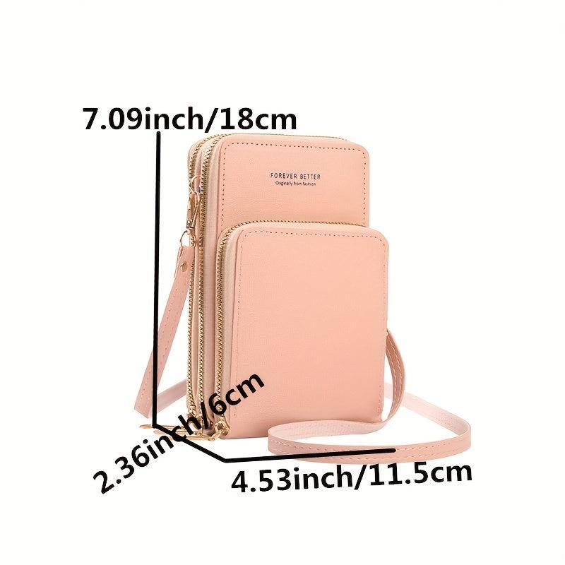 Faux Leather Touch Screen Phone Bag with Card Slot