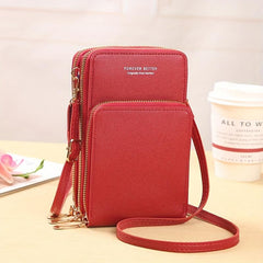 Faux Leather Touch Screen Phone Bag with Card Slot