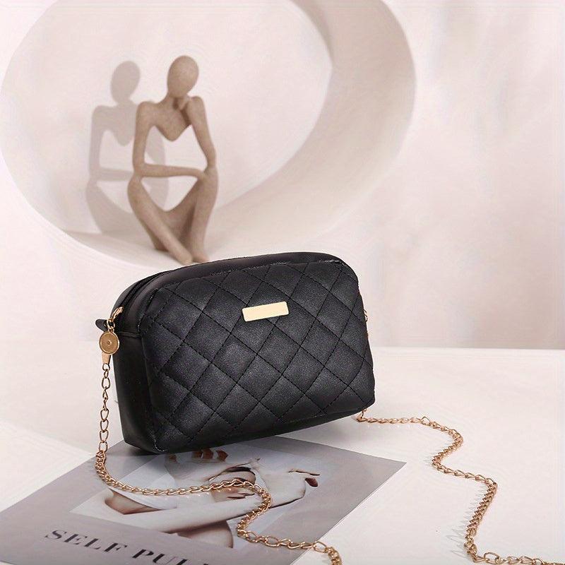 Quilted Chain Crossbody Bag Shoulder Camera Bag Women's PU Leather Square Purse