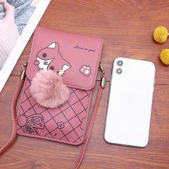 Graphic Print Pompom Decor Shoulder Bag Everyday Bag