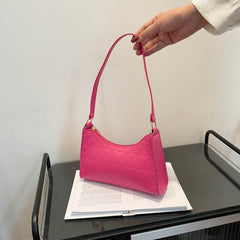 Argyle Embossed Underarm Bag Women's Handbag PU Leather Shoulder Purses