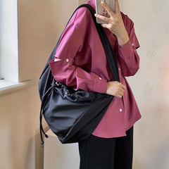 Nylon Drawstring Tote Bag Large Capacity Shopping Bag