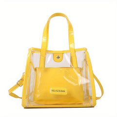 2Pcs Clear PVC Tote Bag Set Crossbody Beach Bag Inner Pouch