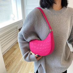 Solid Zipper Shoulder Bag for Ladies