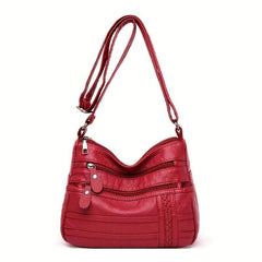 Casual Solid Hobo Bag Zipper Crossbody Purse
