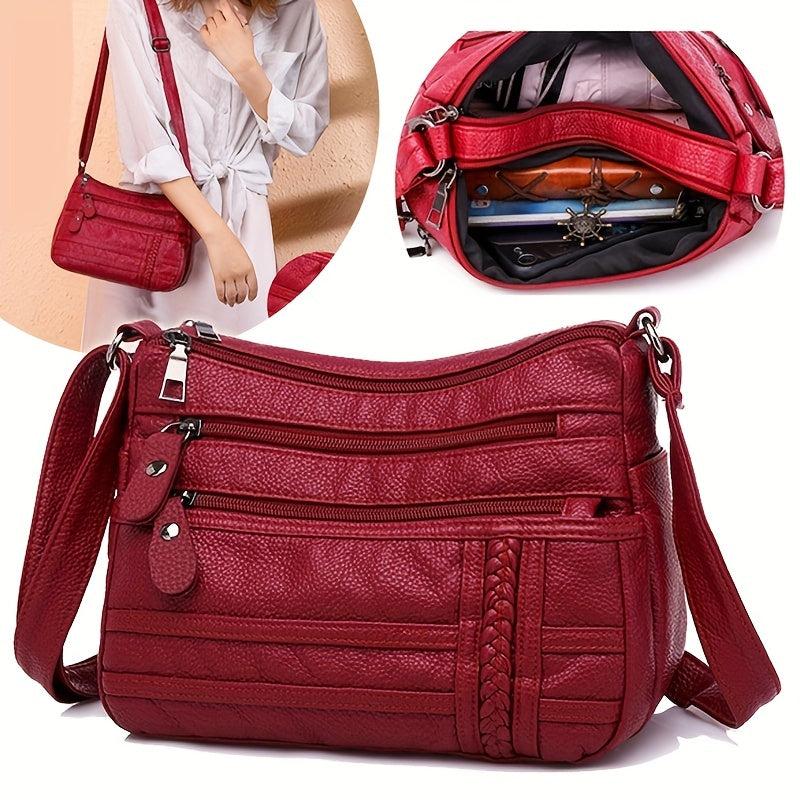 Casual Solid Hobo Bag Zipper Crossbody Purse