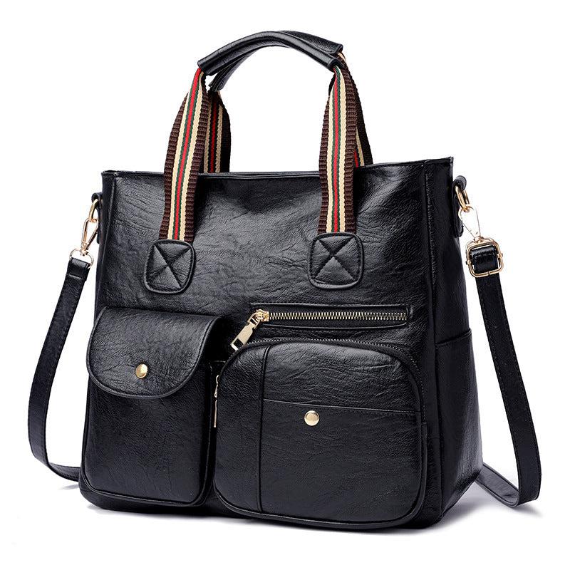 Vintage Leather Tote Bag Large Capacity Crossbody Handbag for Travel